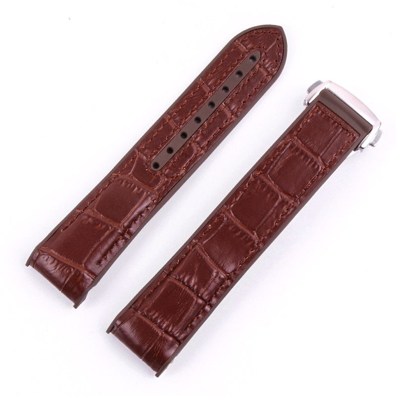 Caoutchouc cuir marron 22mm