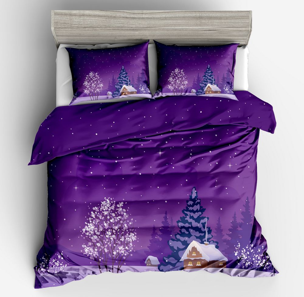 Snowflake Christmas Bedding Set Purple Princess Duvet Covers Quilt