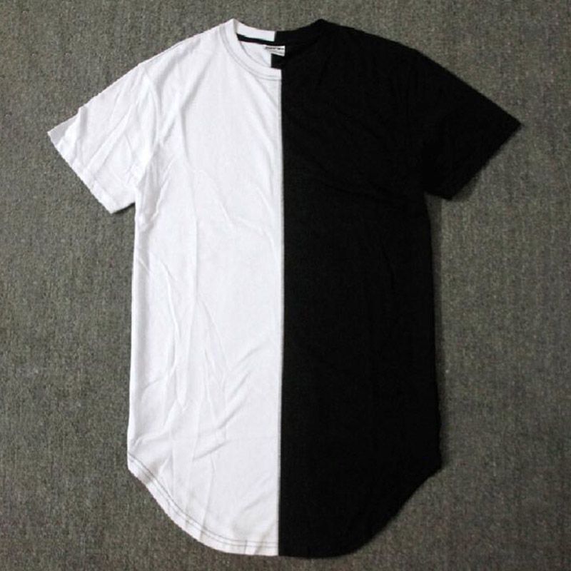 Mitad Negro Blanco Diseño Verano De Los Hombres Extendido Camiseta De Hip Hop De La Calle Ocasional De La Manera Camiseta De Manga Corta Para Los Hombres De | DHgate