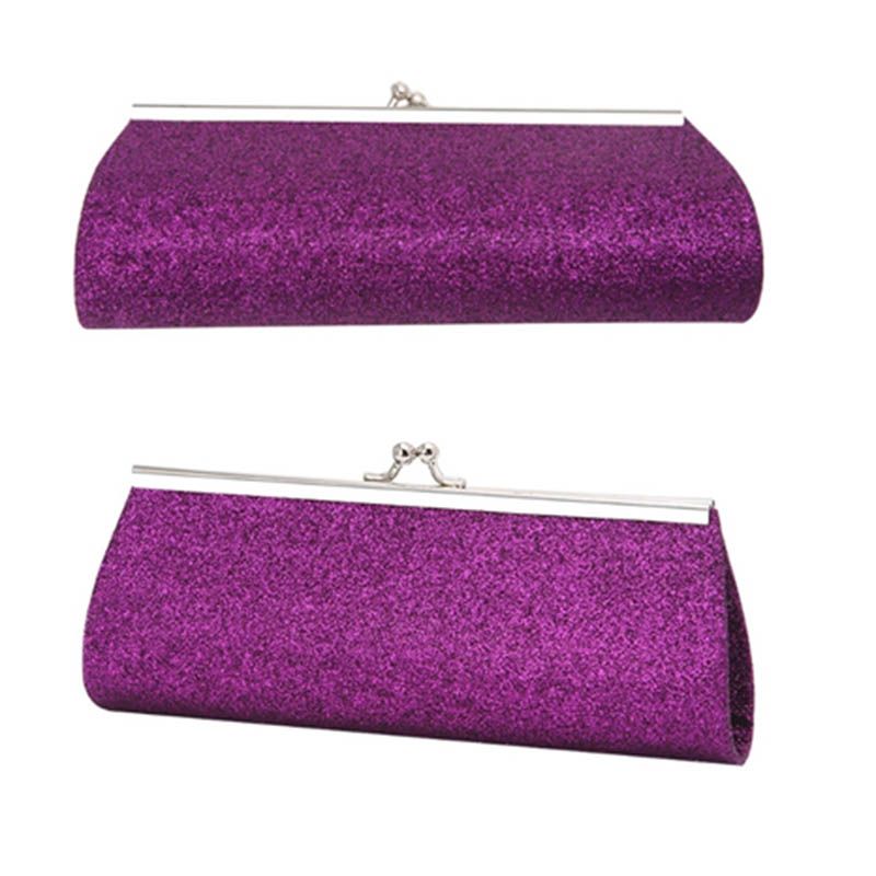 purple glitter clutch bag