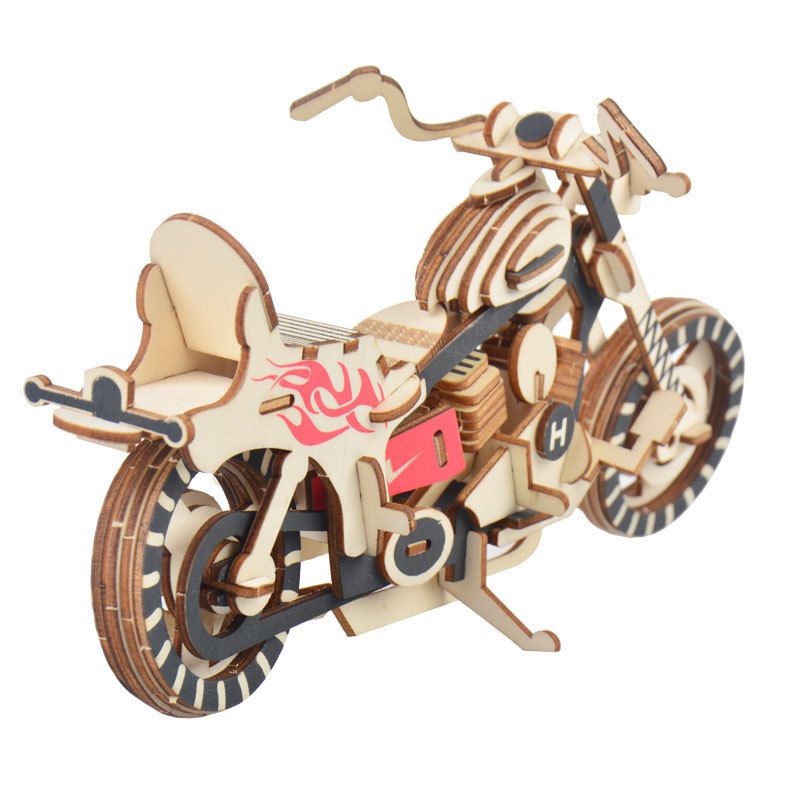 New Assembly DIY Education Toy 3D Wooden Model Puzzles of Women Motorcycle*