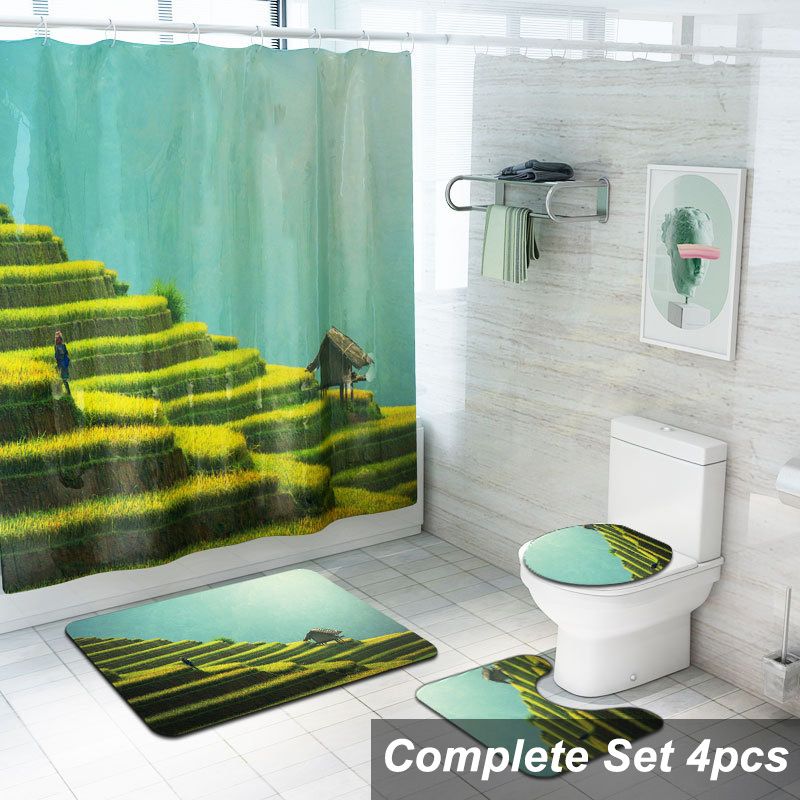 Tournesol Rideau de douche salle de bain antidérapant Siège De Toilette Couverture Tapis De Imperméable