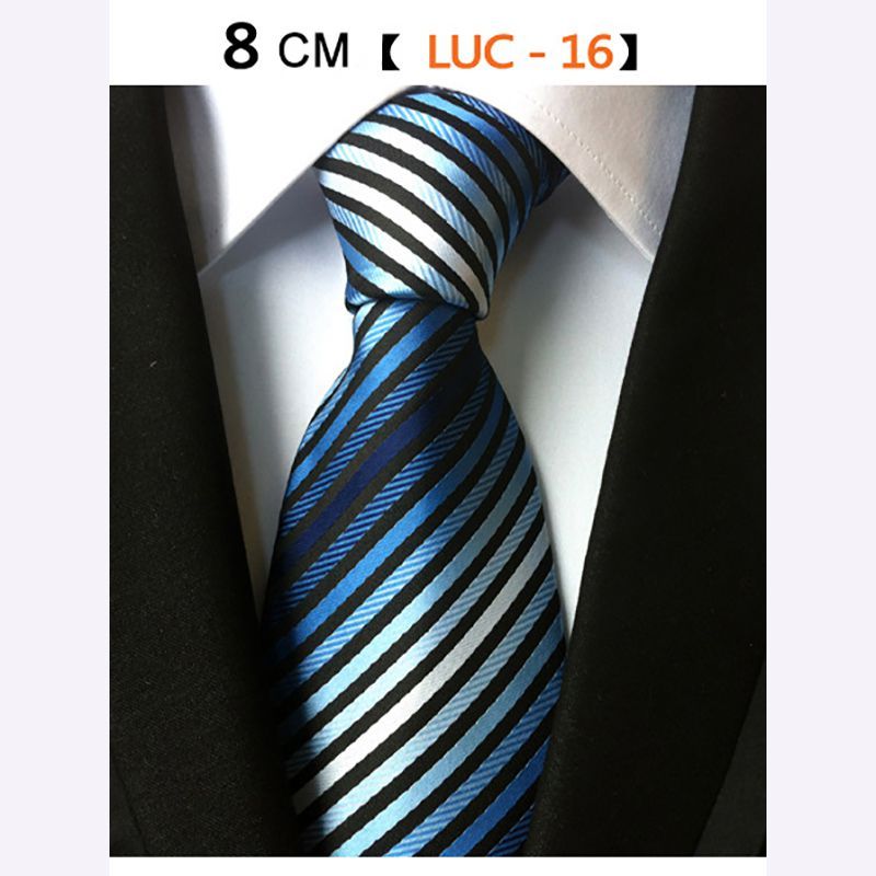Men’s Zipper Ties Striped Wide 8CM Business Neckties Wedding Party Formal Tie
