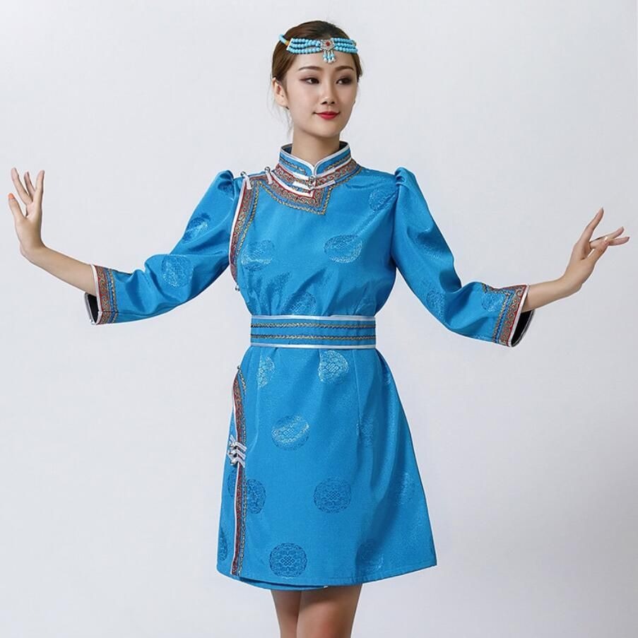 ₩87,480에서 여성 전통 의상 몽골 가운 탕 수트 스타일 스탠드 칼라 민족 의류 아시아 우아한 드레스 오리엔탈 의류 | DHgate