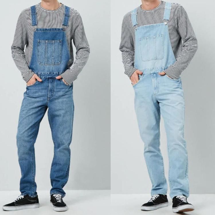 Vintage Denim Overalls Men Hip Hop Jean 