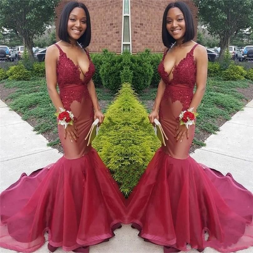 African 2K19 Prom Dresses Sexy Deep V 