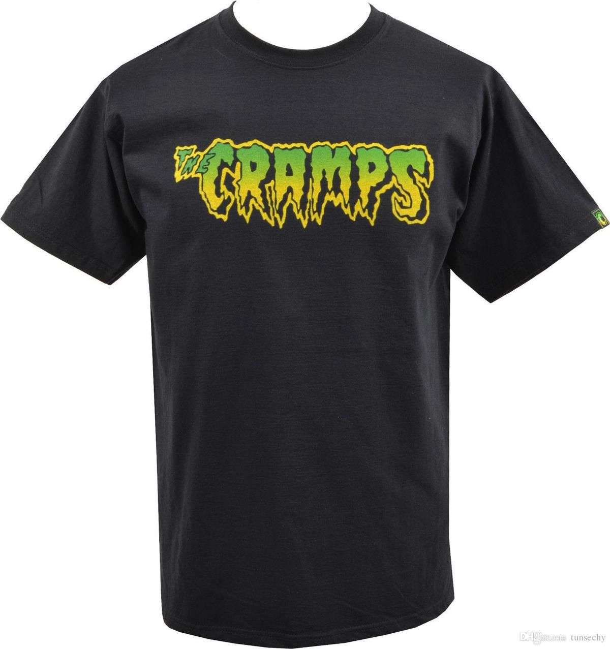 MENS BLACK T SHIRT THE CRAMPS GREEN YELLOW SLIME GARAGE LUX The Cramps T Shirt Men Summer Garage Punk T shirts Men Short