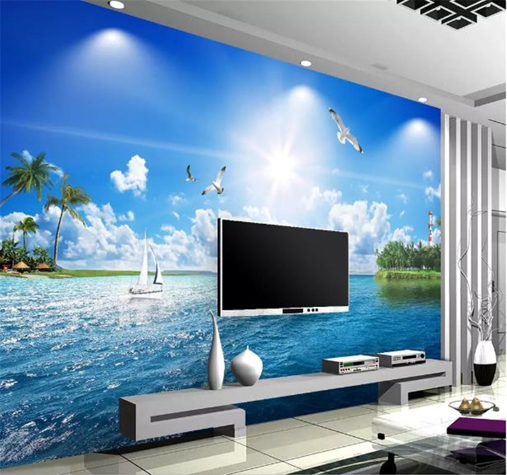 Custom 3D Wallpaper Beautiful Sea View Ocean 3D Living Room Bedroom