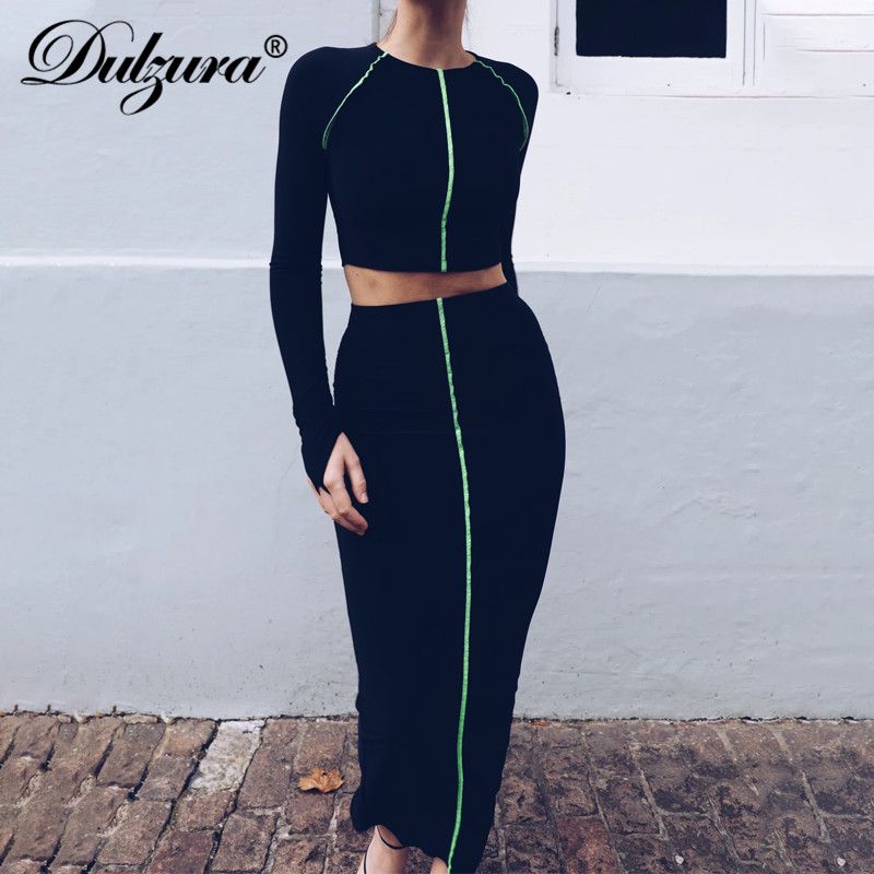 Dress Dulzura Women Crop Top Midi Skirt 
