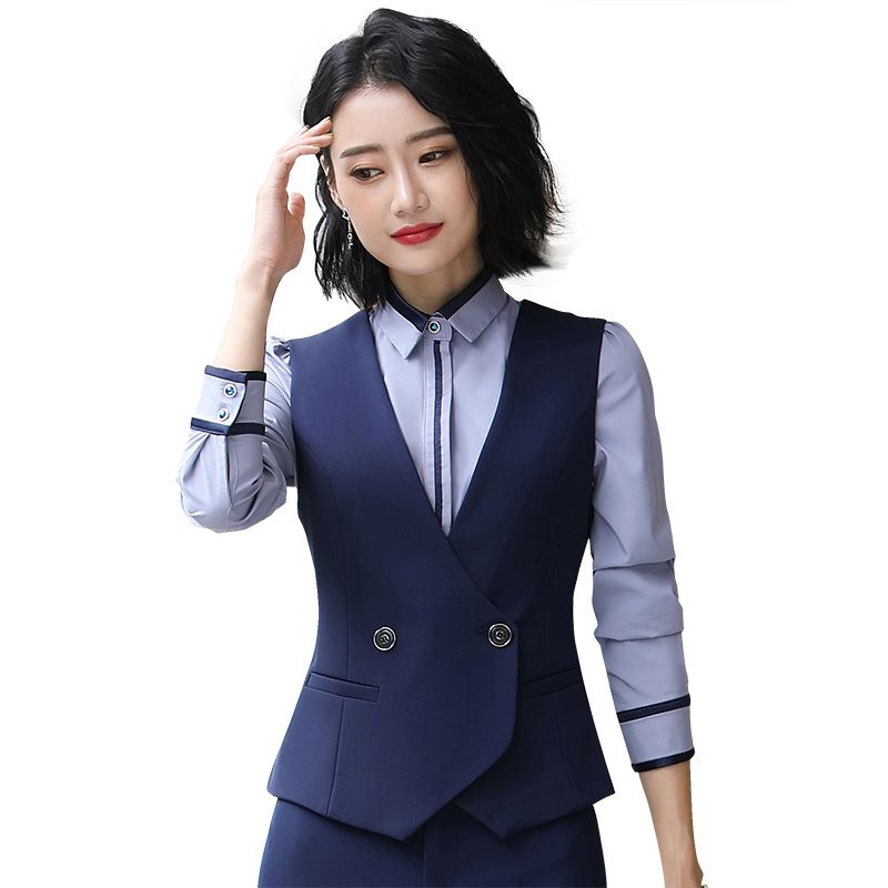 Office Lady Vest Womens Suit Waistcoat V Neck Uniform Formal Sleeveless