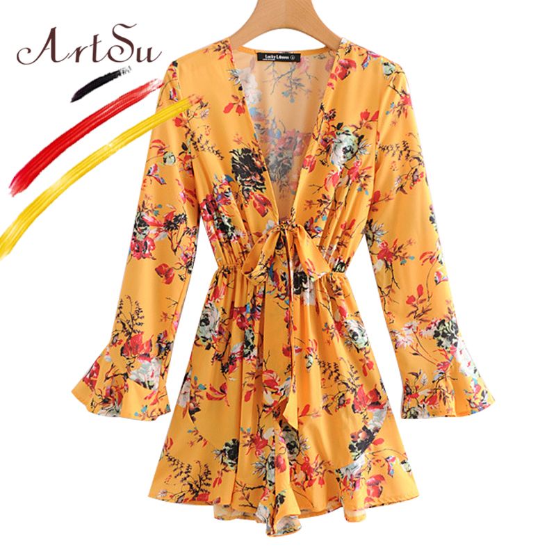 yellow flower jumpsuit