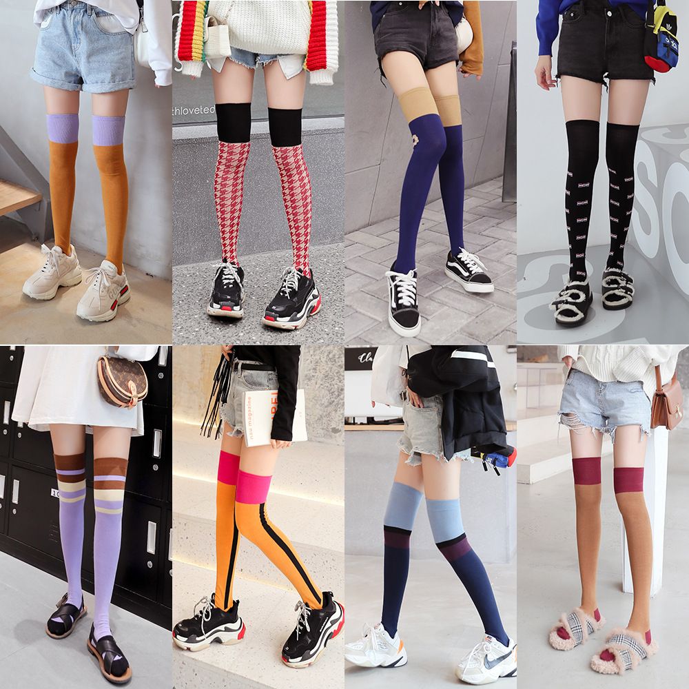 Moda y casual Calcetines sobre la rodilla Medias de algodón para mujer Calcetines muslo