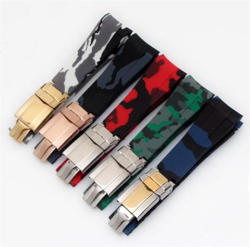 Quality Camouflage Strap Fit For ROLEX SUB/GMT New Soft Durable Waterproof Band Watch Accessories With Silver Original Steel Clasp 16mm Watch Band