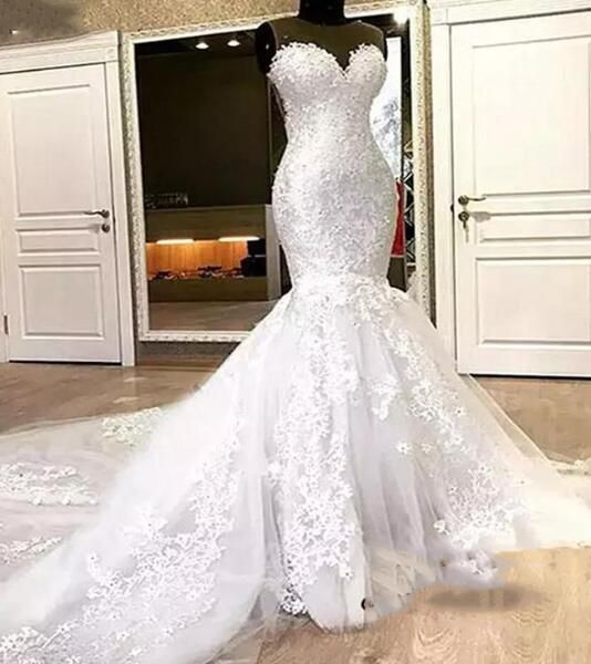 mermaid wedding gowns with long trains