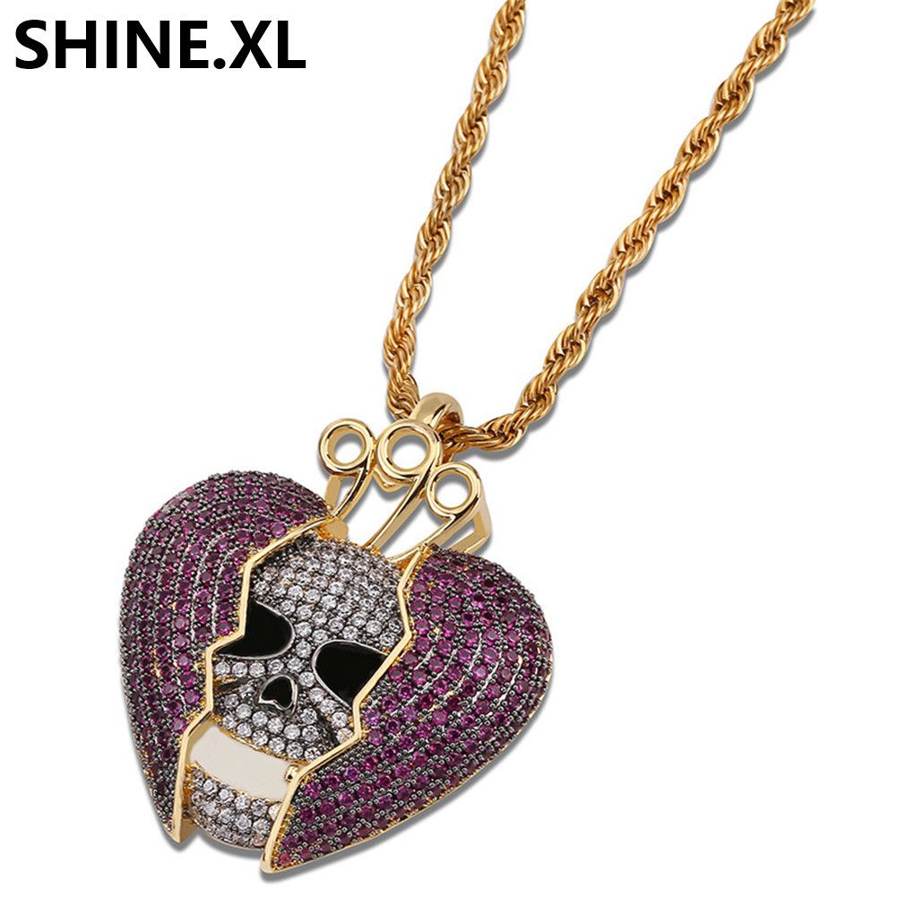 Grosshandel Gefrorener Schadel Kopf Gebrochenes Herz Mikro Gepflastert Labor Diamant Messing Zwei Ton Uberzogene Bling Hip Hop Party Schmuck Geschenk Von Livex516 17 73 Auf De Dhgate Com Dhgate