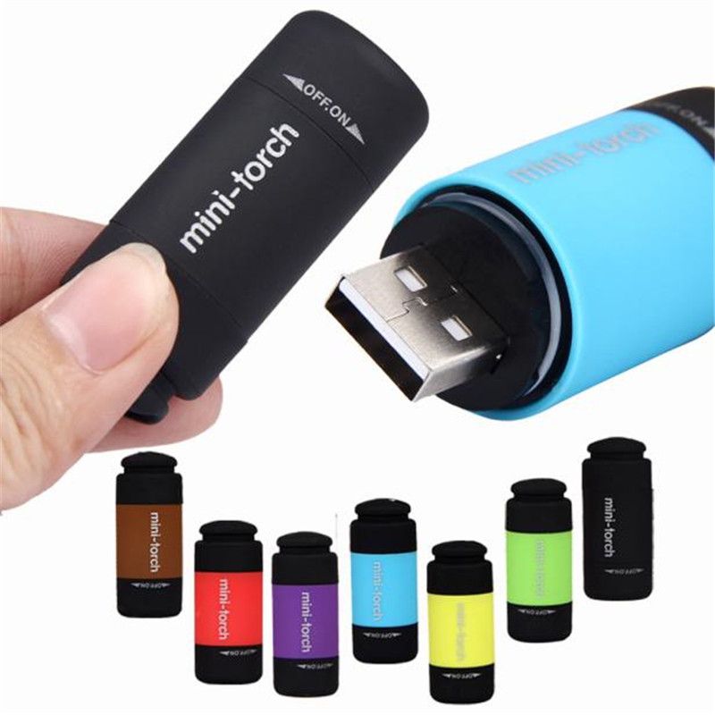 USB RECHARGEABLE PORTABLE LED LIGHT FLASHLIGHT CAMPING KEYCHAIN MINI TORCH SUPR
