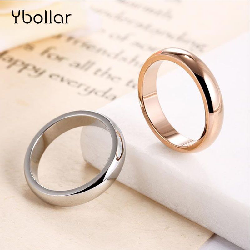 Fashion Men Women Stainless Steel Smooth Wedding Band Rings Couple Ring Jewelry 