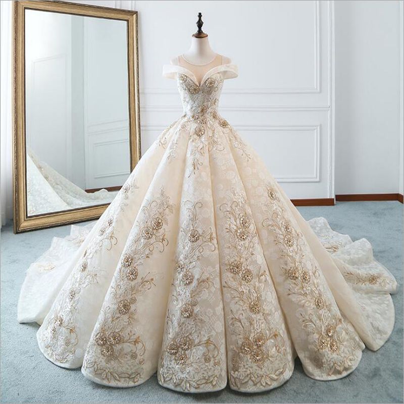 white floral ball gown