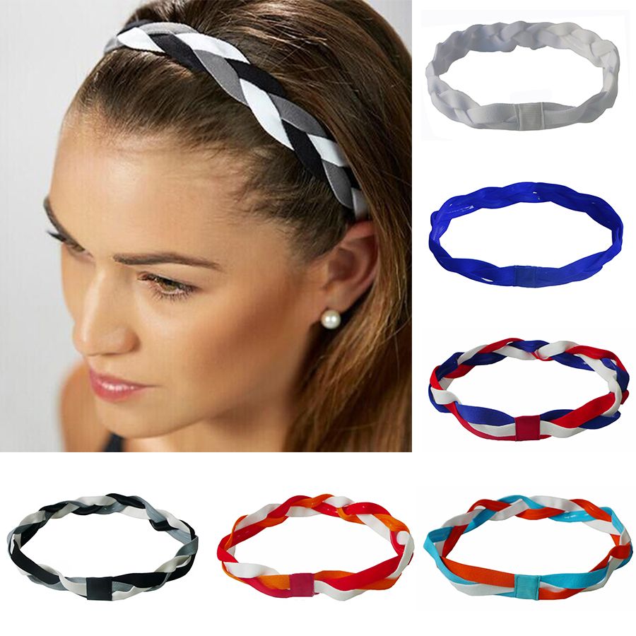 Softball Running Sports Braided Headbands Sweat Silicone Non Slip