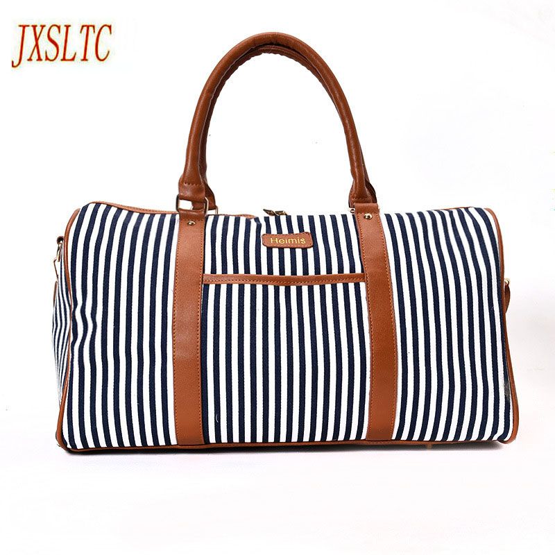 TRAV/&DUFFLGGS Stripe Waterproof Big Travel Bags Large Duffle Bag Travel Organizer Weekend Bags Shoulder Overnight Bags Totes