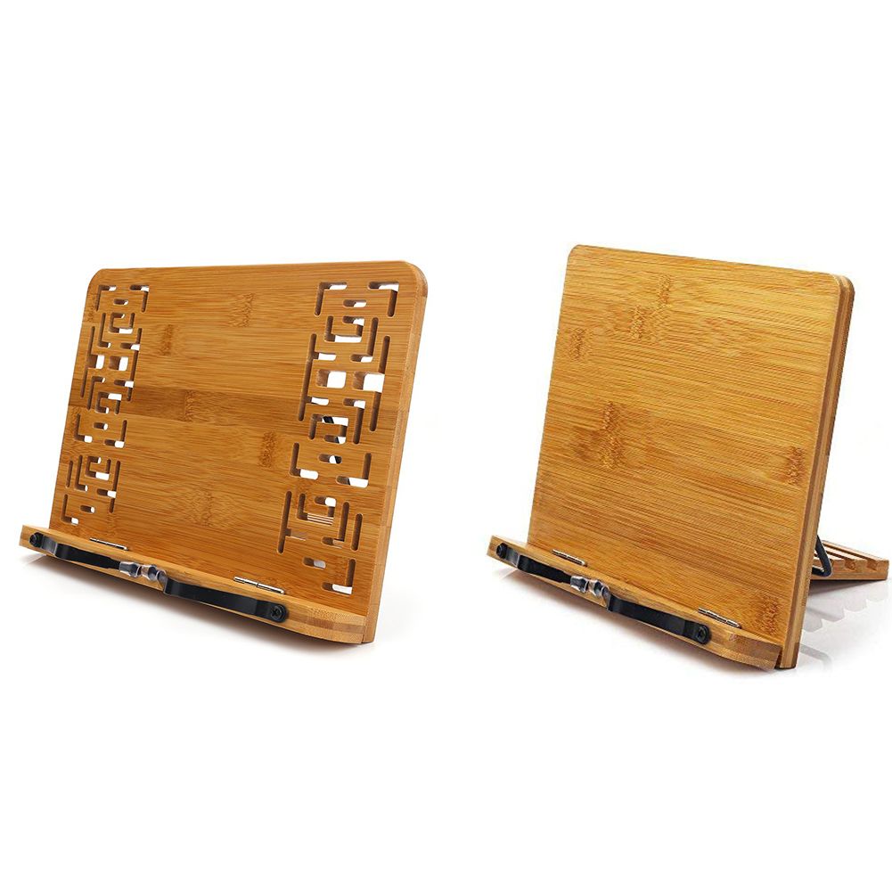 Diseño Elegante para Libros Cocinas BINSENI Soporte para Libros，Binsein de Recetas con 2 Soportes de Metal para Libros iPad Recetas A bambú Tabletas 