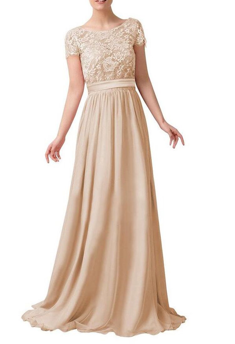 chiffon dress with lace top