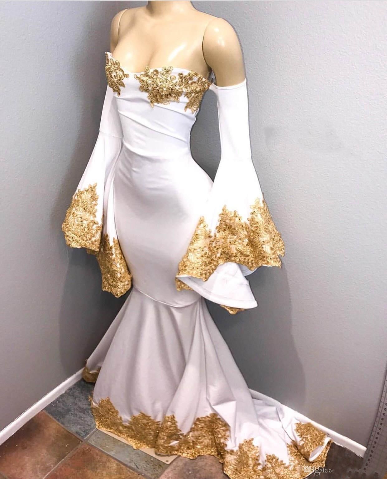 white and gold cocktail party dress