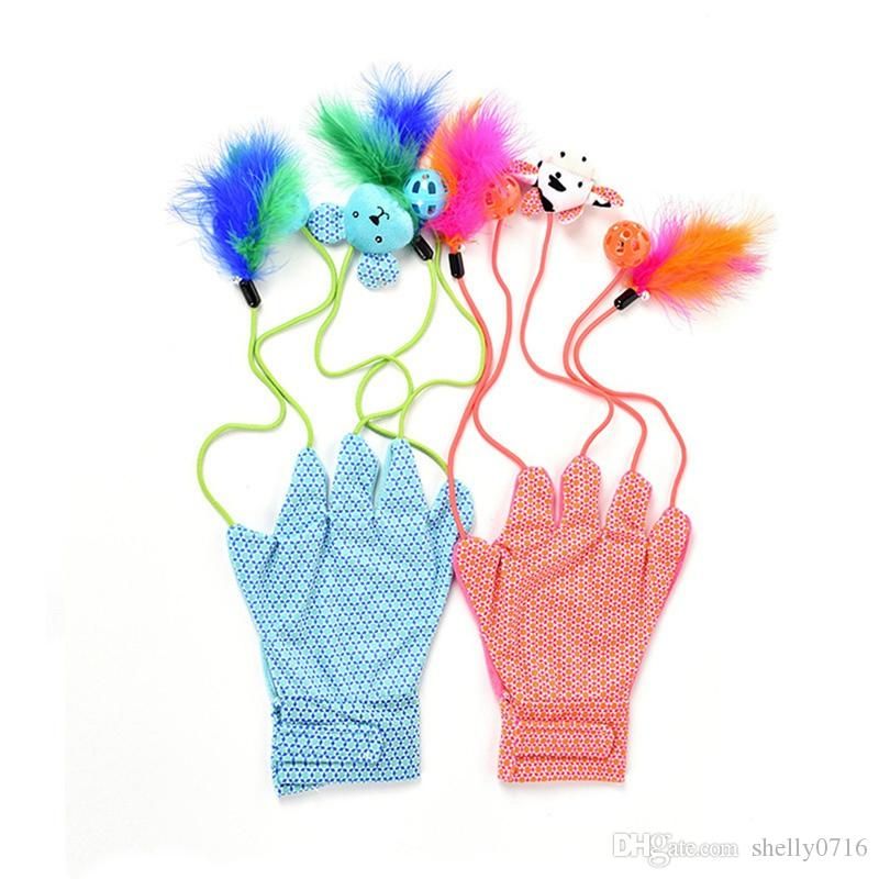 Cat Gloves Feather Pet Funny Toy Pet Cat Toy Interactive Teaser Funny