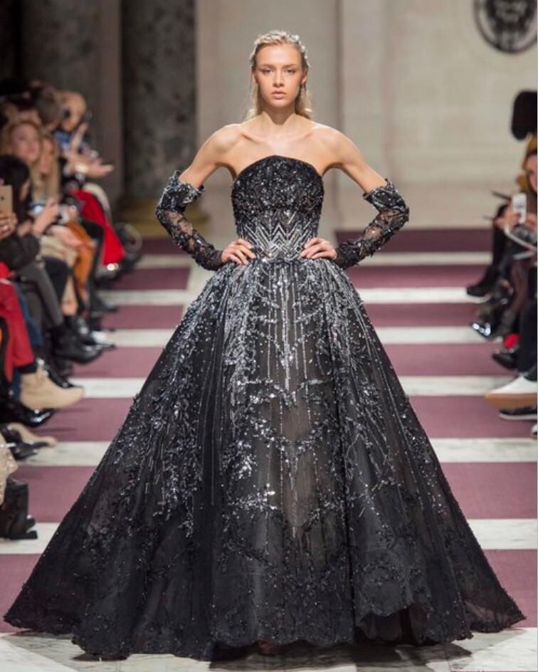 black prom dress with silver sequins