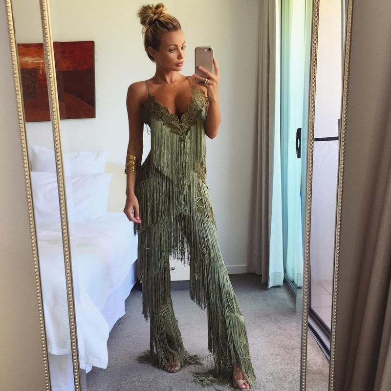 green tassel jumpsuit