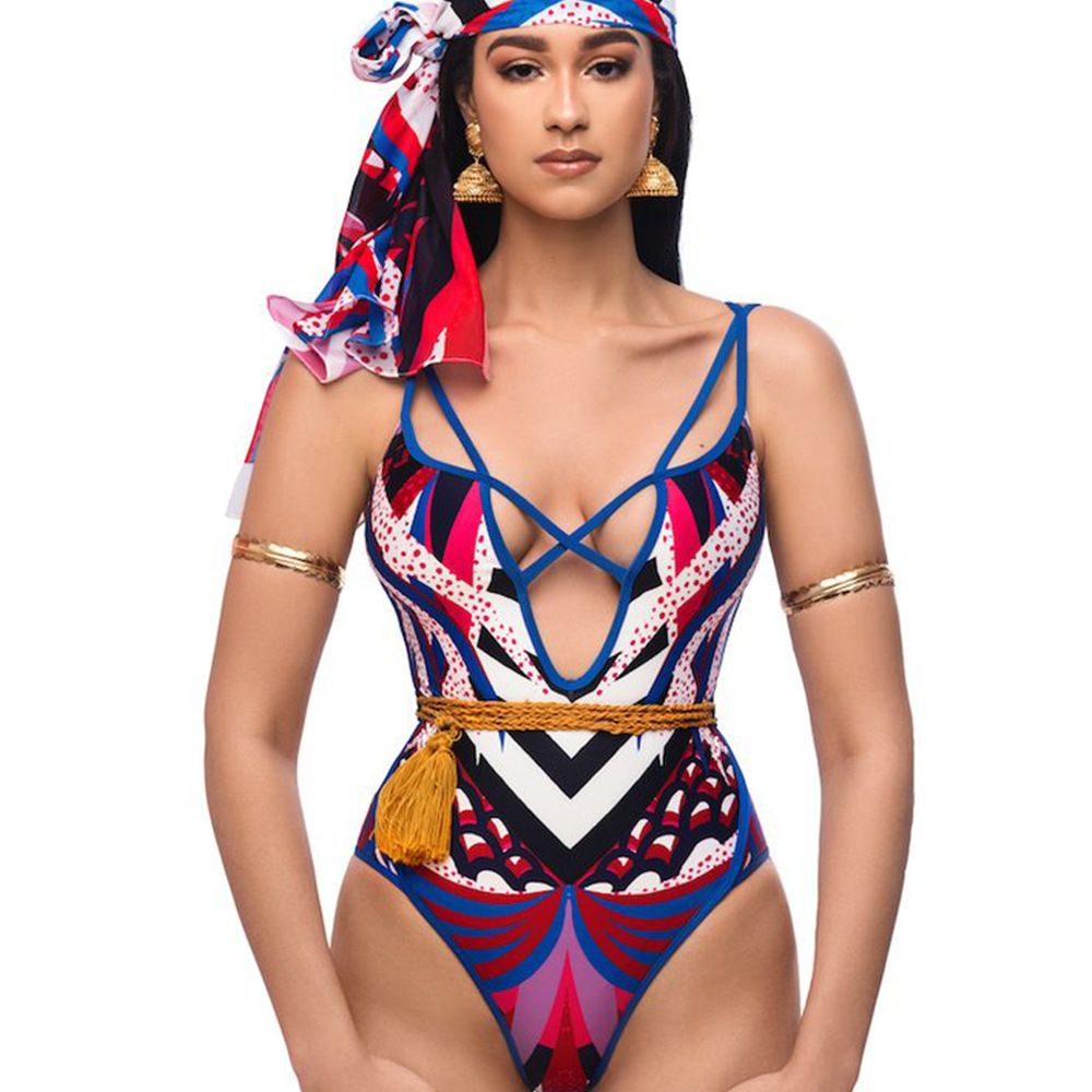 tribal print one piece swimsuit