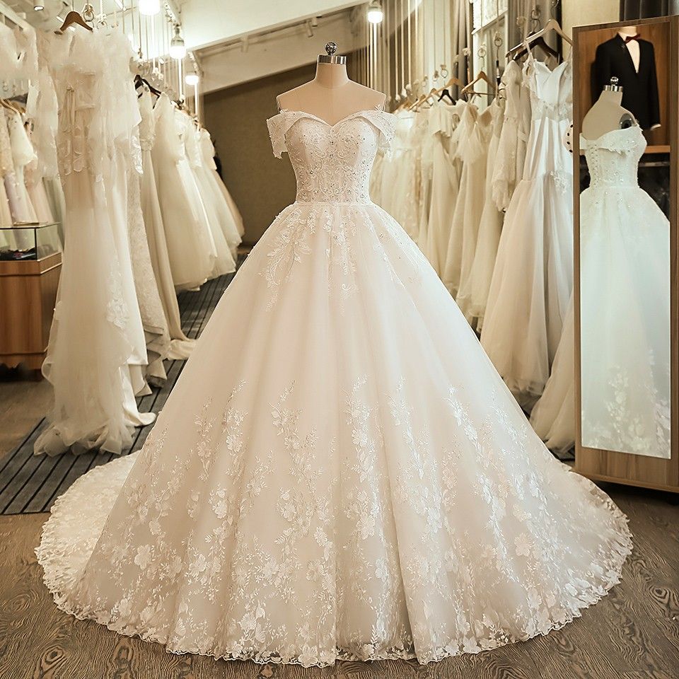 Fuera de la boda del hombro Vestidos de novia flores Detalles de novia bordado del vestido de bola del Applique del cordón vestido de novia 2020 de Boho corsé Fuera de la boda del hombro Vestidos de novia flores Detalles de novia bordado del vestido de bola del Applique del cordón vestido de novia 2020 de Boho corsé