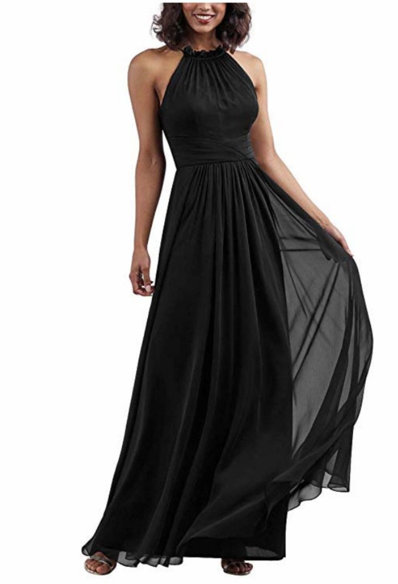 black chiffon gown long