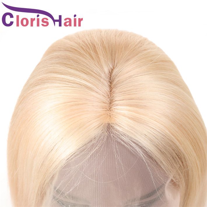 Short Honey Blonde Bob Wig Brazilian Straight Lace Front Human
