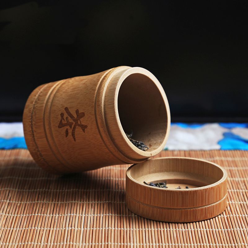 Organizer Tea Leaf Bottle Tubes Jar Bamboo Tea Kettle Canister Spice Storage Box