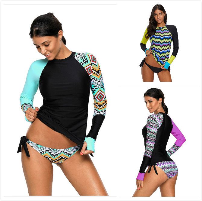 rashguard and bikini bottom