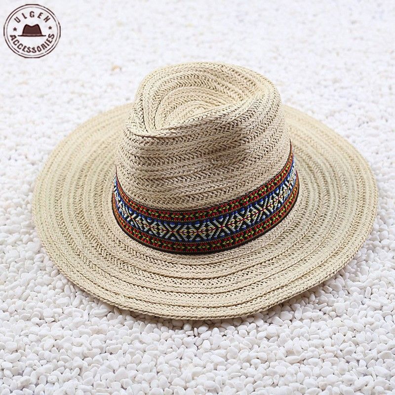 Satin Al Vintage Yaz Hasir Sapka Erkek Fotr Sapka Bej Haki Kovboy Sapkasi Buyuk Agiz Agiz Ile Panama Sapkalar Kisilik Band Tl123 48 Dhgate Comda