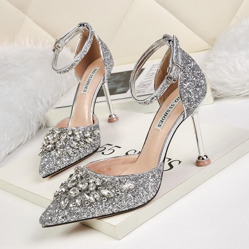 NEW Womens Party Prom Evening Super Sparkly Glittery High Heel Court Shoes Size