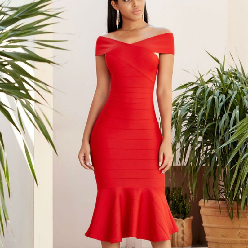 vestido bandagem vermelho