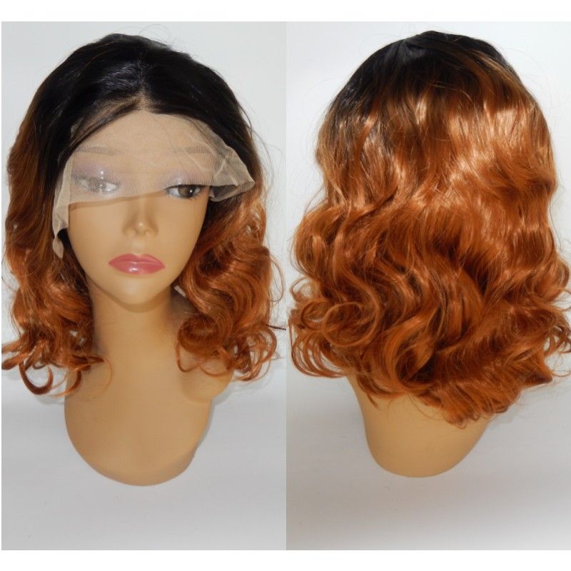 Summerstyle Short Wavy Brown Ombre Dark Roots Wigs For White Women