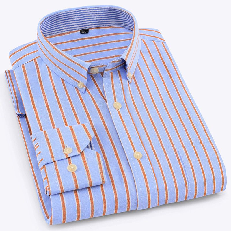 Satin Al Mor Turuncu Cizgili Is Rahat Erkek Gomlek Uzun Kollu Dugme Asagi Yaka Yuksek Kalite Oxford Demir Disi Resmi Erkekler Gomlek Tl117 6 Dhgate Comda