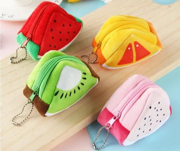Monedero del bolso de la tarjeta monedero moneda de la felpa del bolso de la fruta del bordado de los niños del bolso Monedero del bolso de la tarjeta monedero moneda de la felpa del bolso de la fruta del bordado de los niños del bolso