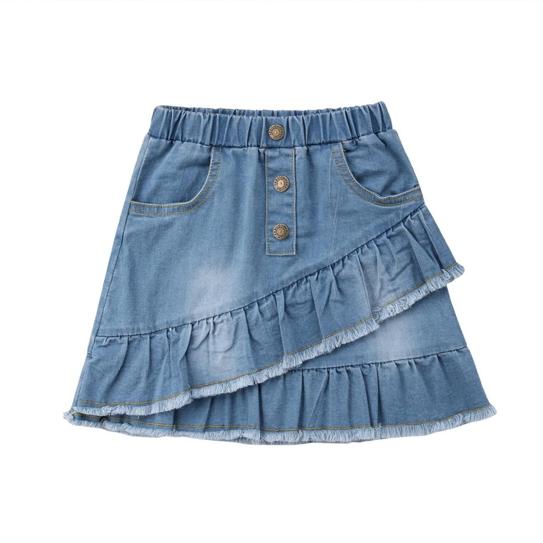 2019 nueva moda para niños niñas de Blue Denim Mini falda corta