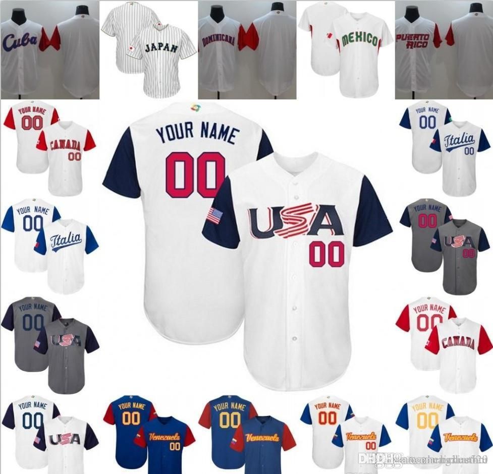 2020 Stitched Custom 2017 World Baseball Classic Jerseys Team USA 2