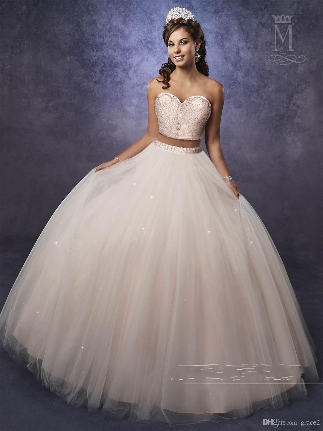 linda Elástico Sombreado Vestidos de quinceañera rosa claro de dos piezas Vestidos de baile con bolera transparente Top brillante linda Elástico Sombreado Vestidos de quinceañera rosa claro de dos piezas Vestidos de baile con bolera transparente Top brillante