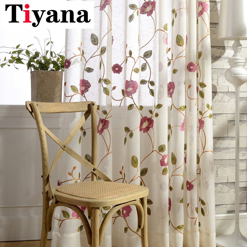 2019 Rustic Embroidered Flower Designer Curtains For Living Room