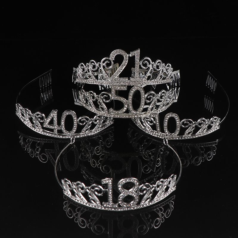 Sweet Birthday Party Rhinestone Crown Headband Happy 10 18 20 50th