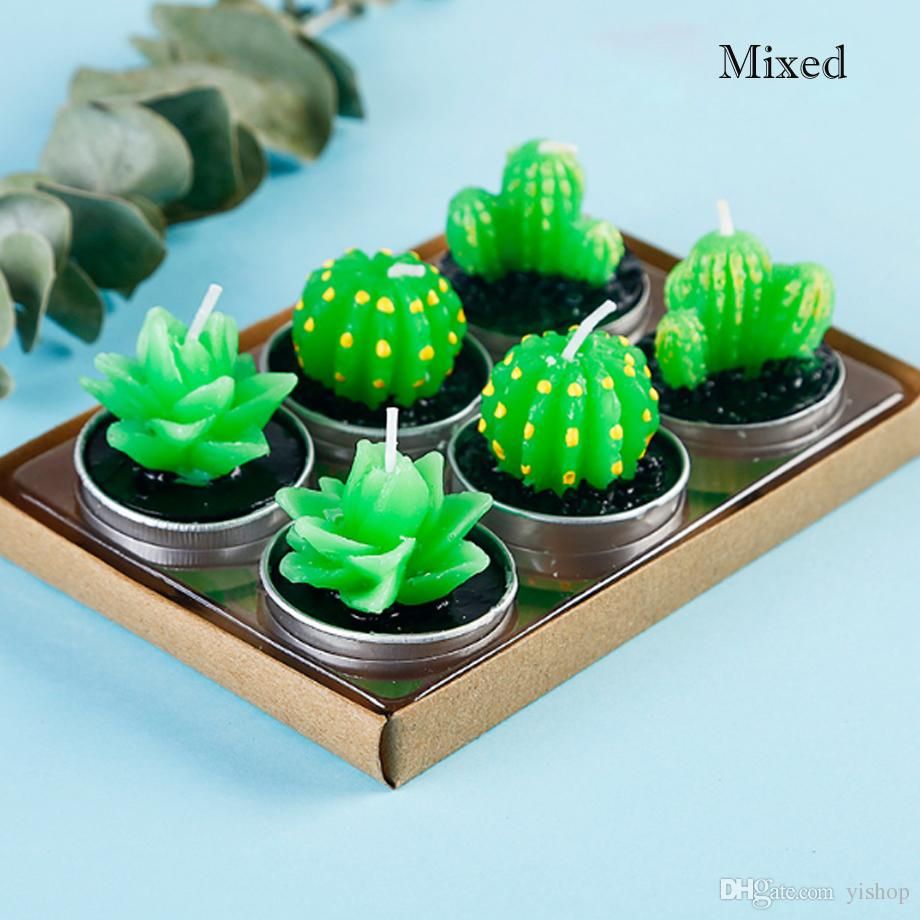 Elibeauty Cactus Candele profumate a forma di cactus senza fumo matrimoni e casa #3 delicate candele per feste mini piante grasse verdi fatte a mano 