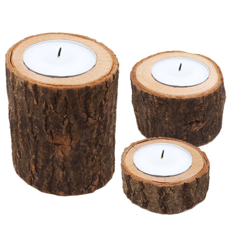 Grosshandel 3 Teile Satz Holz Kerzenhalter Saulenhalter