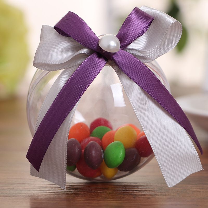 6 8cm Double Butterfly Ribbon Plastic Transparent Ball Creative